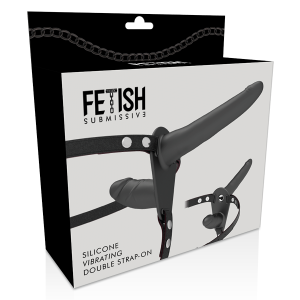 FETISH SUBMISSIVE HARNESS - VIBRADOR PRETO DE DUPLA PENETRAO