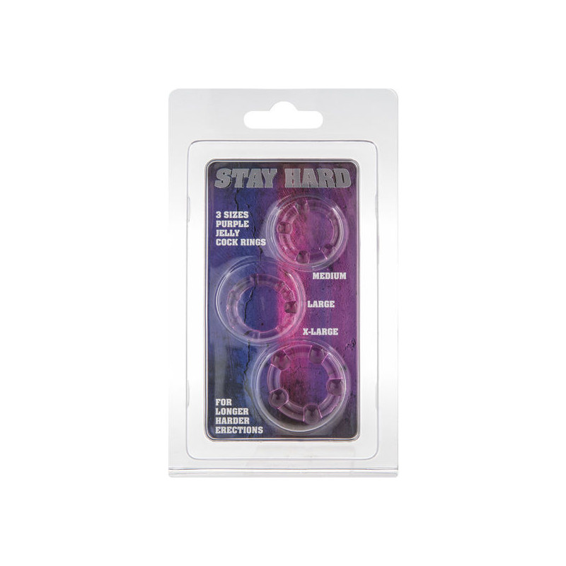 SEVEN CREATIONS - CONJUNTO DE TRÊS ANÉIS PARA PÊNIS LILAS