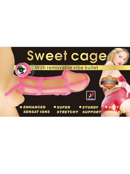 BAILE - CAPA E ANEL DE SILICONE DOCE 10 RITMOS PARA O PÊNIS ROSA