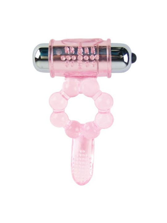 BAILE - ANEL DE SILICONE 10 RITMOS DE LÍNGUA COM VIBRAO ROSA