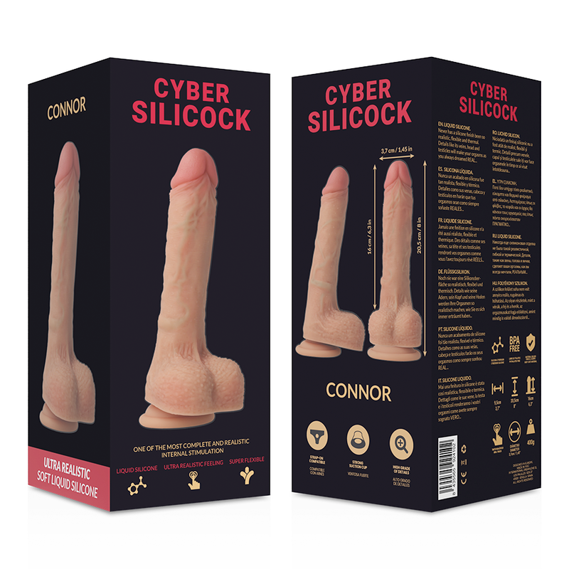 CYBER SILICOCK - STRAP-ON CONNOR SILICONE LÍQUIDO COM 3 ANÉIS GRTIS 20