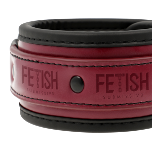 FETISH SUBMISSIVE DARK ROOM - VEGAN LEATHER ANKLE HANDCUFFS WITH NEOPR