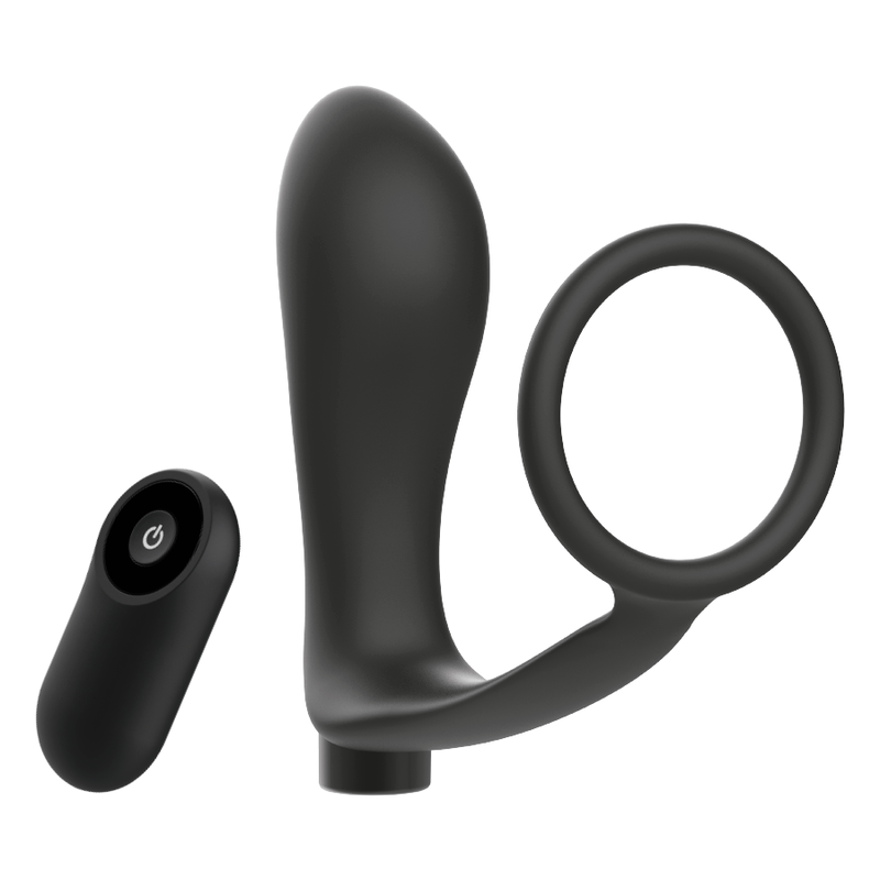 ADDICTED TOYS - ANEL DE PÊNIS COM CONTROLE REMOTO PLUG ANAL PRETO RECA