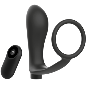 ADDICTED TOYS - PENIS RING WITH REMOTE CONTROL ANAL PLUG BLACK RECHARG