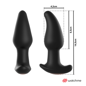 ANBIGUO - VIBRADOR DE PLUG ANAL COM CONTROLE REMOTO WATCHME COM ROTAÇÃ