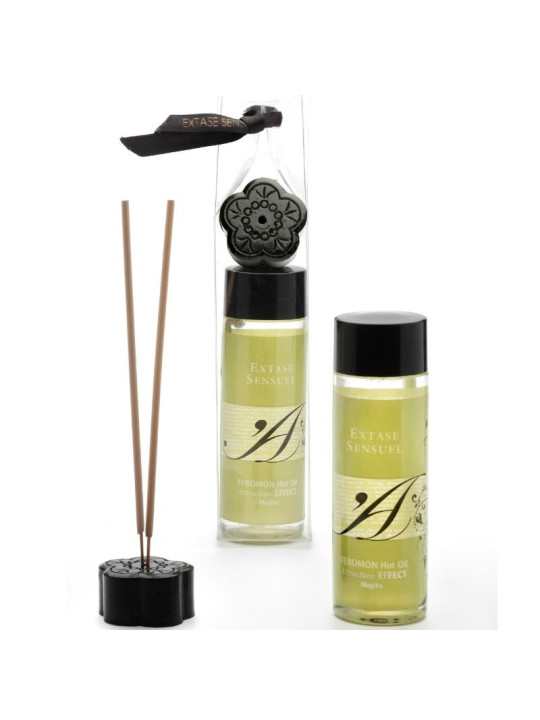 EXTASE SENSUAL - ÓLEO DE MASSAGEM DE EFEITO CALOR COM FEROMÔNIOS MOJITO 100 ML