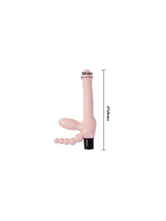 BAILE - ARNÊS SEM CORDA TPR COM VIBRAO E ESTIMULAO ANAL 25.4 CM
