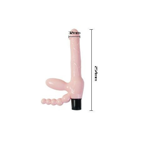 BAILE - ARNÊS SEM CORDA TPR COM VIBRAO E ESTIMULAO ANAL 25.4 CM