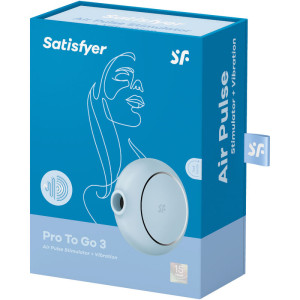 SATISFYER - PRO TO GO 3 ESTIMULADOR E VIBRADOR DE PULSO DE AR DUPLO AZ