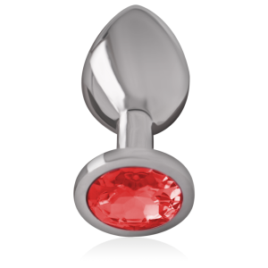 INTENSE - PLUG ANAL DE METAL DE ALUMÍNIO COM CRISTAL VERMELHO TAMANHO 