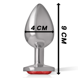 INTENSE - PLUG ANAL DE METAL DE ALUMÍNIO COM CRISTAL VERMELHO TAMANHO 