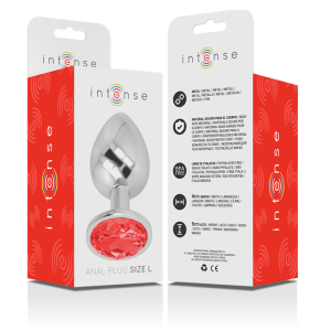 INTENSE - PLUG ANAL DE METAL DE ALUMÍNIO COM CRISTAL VERMELHO TAMANHO 