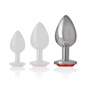 INTENSE - PLUG ANAL DE METAL DE ALUMÍNIO COM CRISTAL VERMELHO TAMANHO 