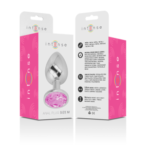 INTENSE - ALUMINUM METAL ANAL PLUG WITH PINK CRYSTAL SIZE M