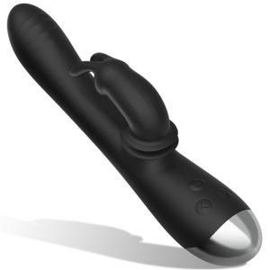 BLACK&SILVER - DJ. ESTIMULADOR DE COELHO DE SILICONE RECARREGÁVEL ADAM