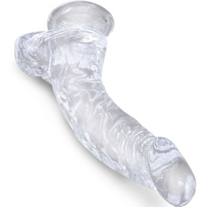 KING COCK - CLEAR PÊNIS CURVADO REALISTA COM BOLAS 16.5 CM TRANSPARENT