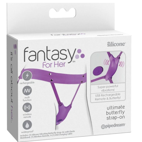 FANTASY FOR HER - ARNÊS DE BORBOLETA VIBRANTE, CONTROLE REMOTO RECARRE
