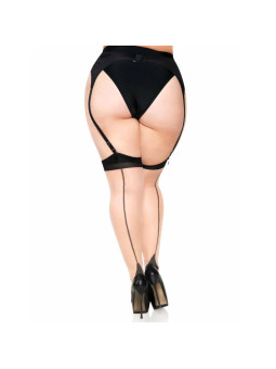 LEG AVENUE - PLUS LYCRA SHEER 2 TONS COXA ALTA COM COSTURA TRASEIRA E SALTO CUBANO