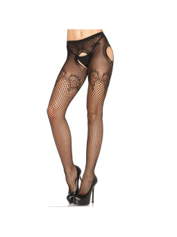 LEG AVENUE - CALCINHA EM REDE BORDADA PRETA ELEGANTE