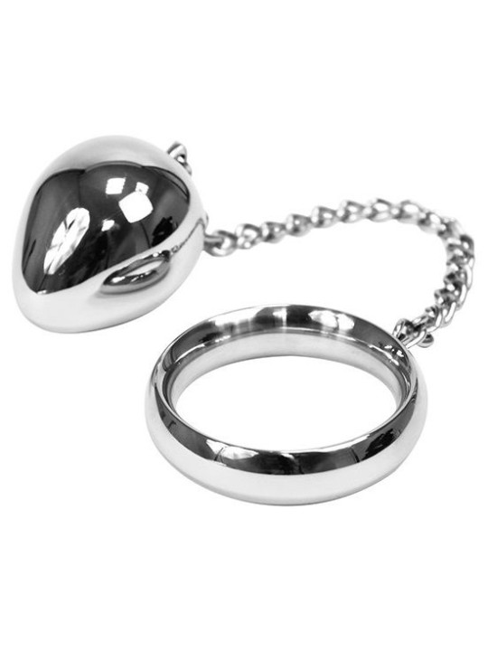 METAL HARD - ANEL DE GALO 40MM + CORRENTE COM BOLA DE METAL