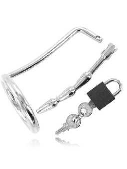 METAL HARD - ANEL DE TESTÍCULO COM PLUG DE CASTIDADE URETRAL