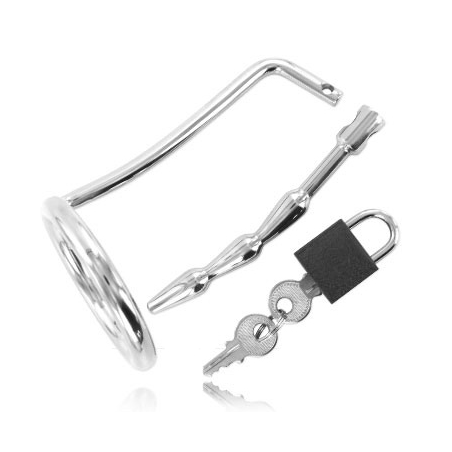 METAL HARD - ANEL DE TESTÍCULO COM PLUG DE CASTIDADE URETRAL