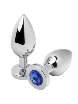 METAL HARD - PLUG ANAL DIAMANTE AZUL PEQUENO 5,71CM