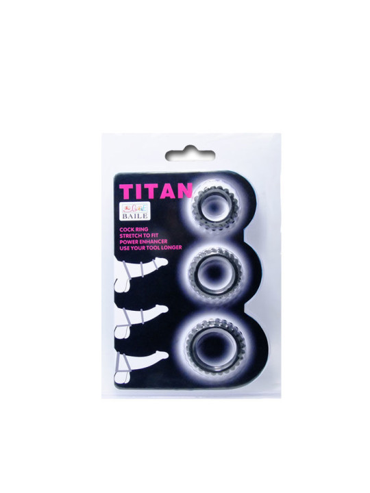BAILE - CONJUNTO TITAN 3PCS ANEL PARA GALO PRETO 2.8 + 2.4 + 1.9 CM