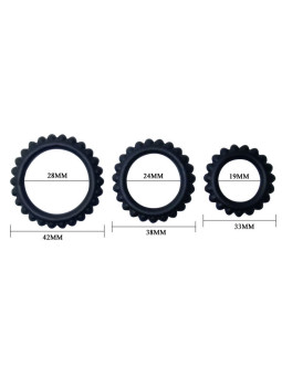 BAILE - CONJUNTO TITAN 3PCS ANEL PARA GALO PRETO 2.8 + 2.4 + 1.9 CM