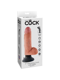 KING COCK - DILDO VIBRADOR COM TESTÍCULOS 17.78 CM NATURAL