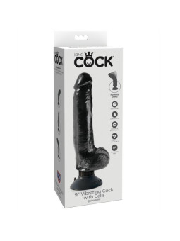 KING COCK - DILDO VIBRANTE COM TESTÍCULOS 23 CM PRETO