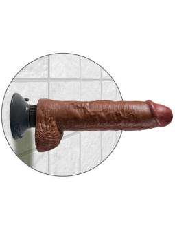 KING COCK - DILDO VIBRADOR COM TESTÍCULOS 25.5 CM COR MARROM