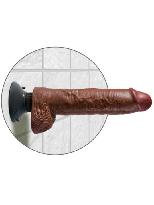 KING COCK - DILDO VIBRADOR COM TESTÍCULOS 25.5 CM COR MARROM