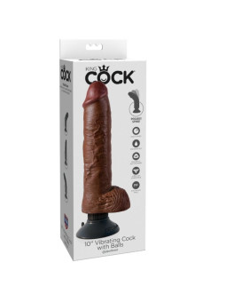 KING COCK - DILDO VIBRADOR COM TESTÍCULOS 25.5 CM COR MARROM