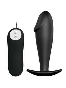 PRETTY LOVE - SILICONE ANAL PLUG FORMA DE PÊNIS E 12 MODOS DE VIBRAO PRETO
