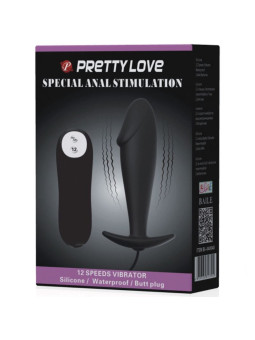 PRETTY LOVE - SILICONE ANAL PLUG FORMA DE PÊNIS E 12 MODOS DE VIBRAO PRETO