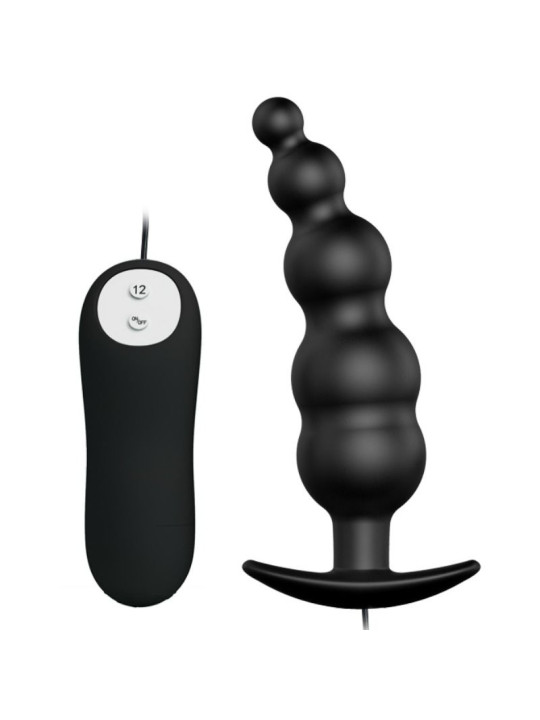 PRETTY LOVE - PLUG ANAL ESTIMULAO EXTRA DE SILICONE E 12 MODOS DE VIBRAO PRETO