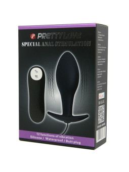 PRETTY LOVE - PLUG ANAL NCORA FORMA SILICONE 12 MODOS DE VIBRAO PRETO
