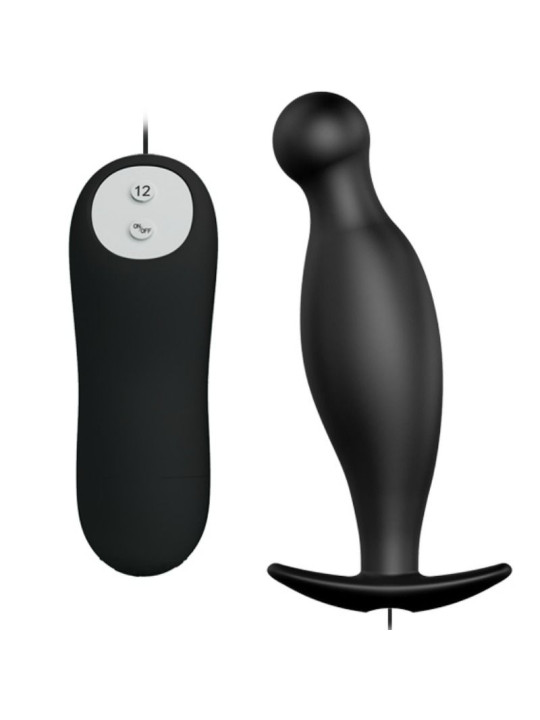 PRETTY LOVE - PLUG ANAL DE SILICONE 12 MODOS DE VIBRAO PRETO