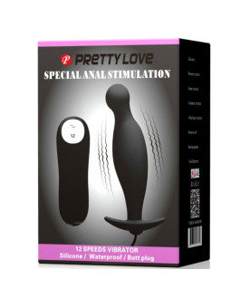PRETTY LOVE - PLUG ANAL DE SILICONE 12 MODOS DE VIBRAO PRETO