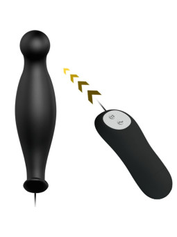 PRETTY LOVE - PLUG ANAL DE SILICONE 12 MODOS DE VIBRAO PRETO