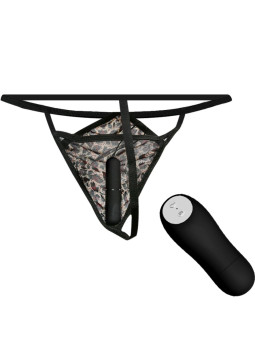 BAILE - CALCINHA FIO DENTAL COM VIBRADOR BALA E CONTROLE REMOTO PRETA