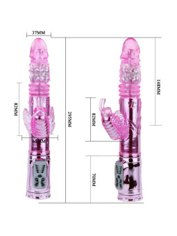 BAILE - VIBRADOR RECARREGVEL COM ROTAO E ESTIMULADOR DE BORBOLETA PULSANTE