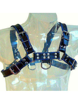 LEATHER BODY - ARNÊS DE COURO AZUL E PRETO PEITO BULLDOG