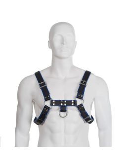 LEATHER BODY - ARNÊS DE COURO AZUL E PRETO PEITO BULLDOG