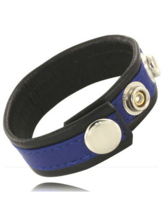 LEATHER BODY - CINTA DE COURO AJUSTVEL PARA PÊNIS AZUL-PRETO