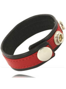 LEATHER BODY - CINTA DE COURO AJUSTVEL PARA PÊNIS VERMELHO-PRETO
