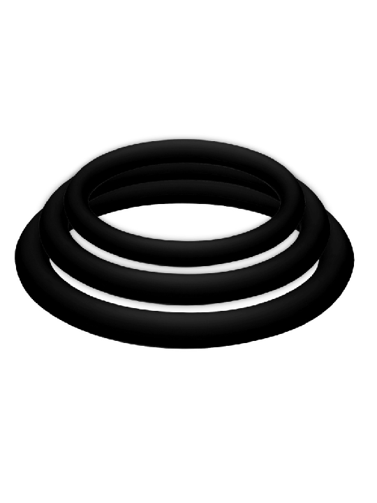 JOYDIVISION POTENZDUO - PLUS CONJUNTO DE 3 ANÉIS PRETOS - S, M, L