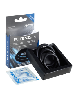 JOYDIVISION POTENZDUO - PLUS CONJUNTO DE 3 ANÉIS PRETOS - S, M, L