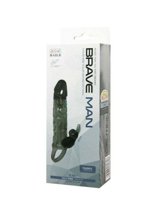 BAILE - CAPA PARA PÉNIS BRAVE MAN COM COELHO PRETO 16.5 CM